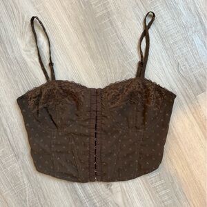 La Hearts Chocolate Brown Camisole with Lace Detail